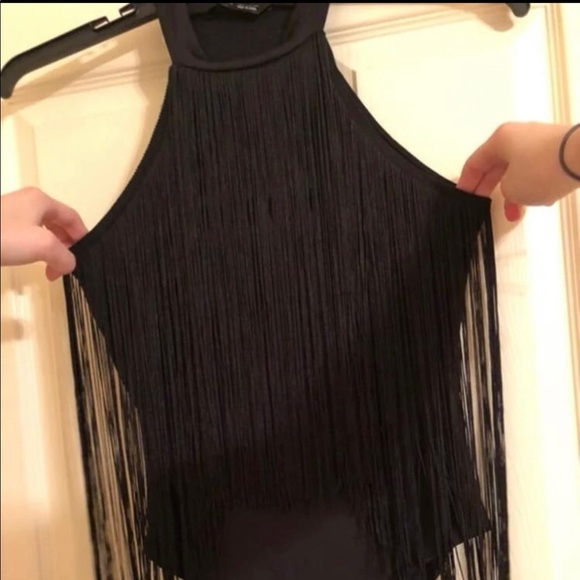 “Portia” Fringe Halter Bodysuit - Picture 8 of 10